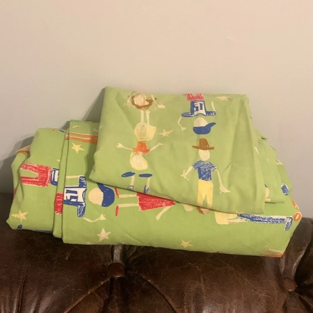 Pottery Barn happy children twin‎ Duvet Cover & Pillow Sham printed green unisex